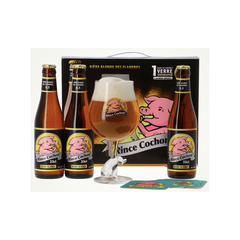 acheter coffret Rince Cochon bière blonde 3 x 33 cl + 1 Verre